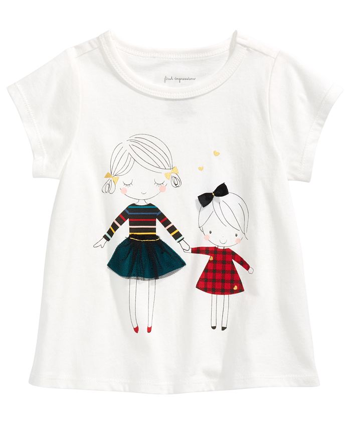 First Impressions Baby Girls Sisters-Print Cotton T-Shirt, Created for ...