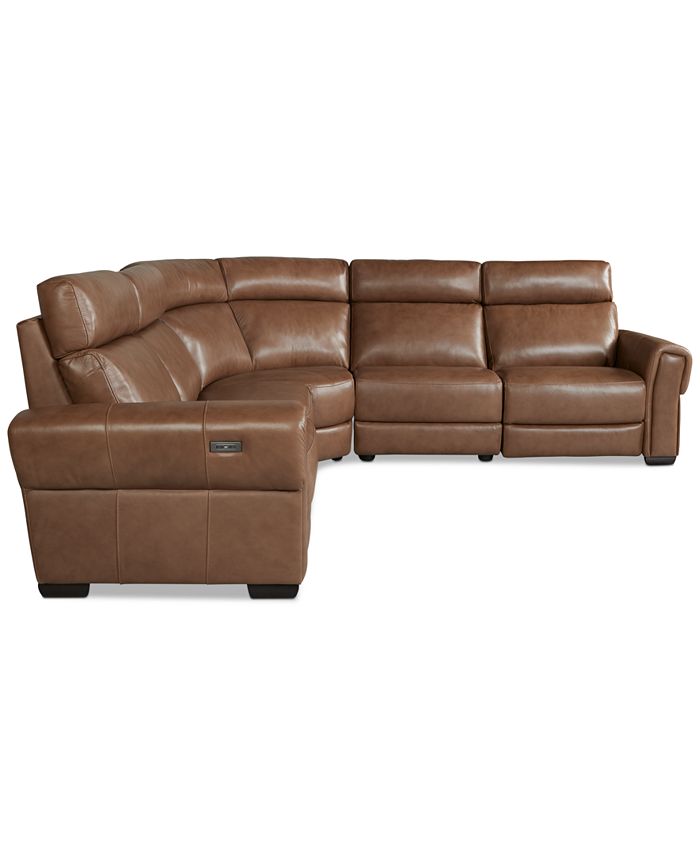 Furniture Josephia 5Pc. Leather Sectional with 3 Power Recliners