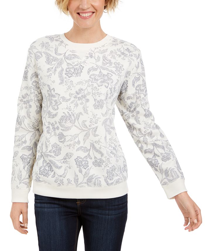 Karen Scott Sport Twilight Printed Sweatshirt, Created for Macy's - Macy's