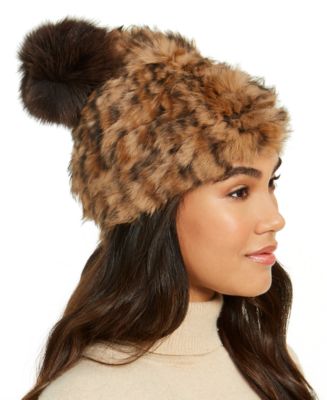 Marcus Adler Rabbit Fur Pom Hat - Macy's