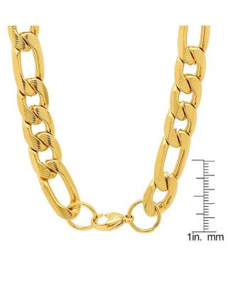 Men's 18k gold Plated Stainless Steel Accented 10mm Figaro Chain Link 24" Necklaces