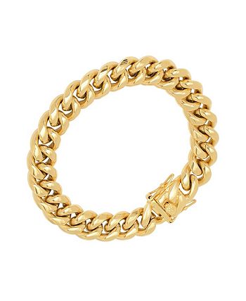 STEELTIME Men's 18k gold Plated Stainless Steel Miami Cuban Chain Link ...