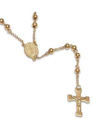 STEELTIME - Stainless Steel 18k Gold Plated Religious Classic Beaded Rosary with from