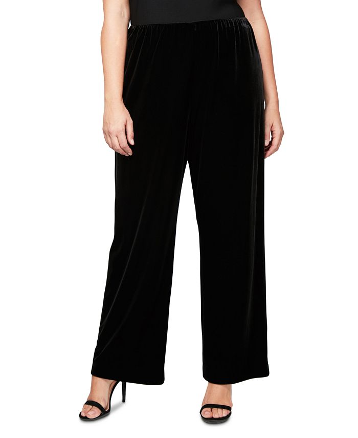 Alex Evenings Plus Size Velvet Flat-Front Pants & Reviews - Dresses - Plus Sizes - Macy's