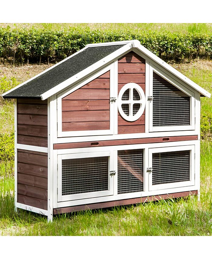 Purlove rabbit hutch wood house pet cage for small sales animals