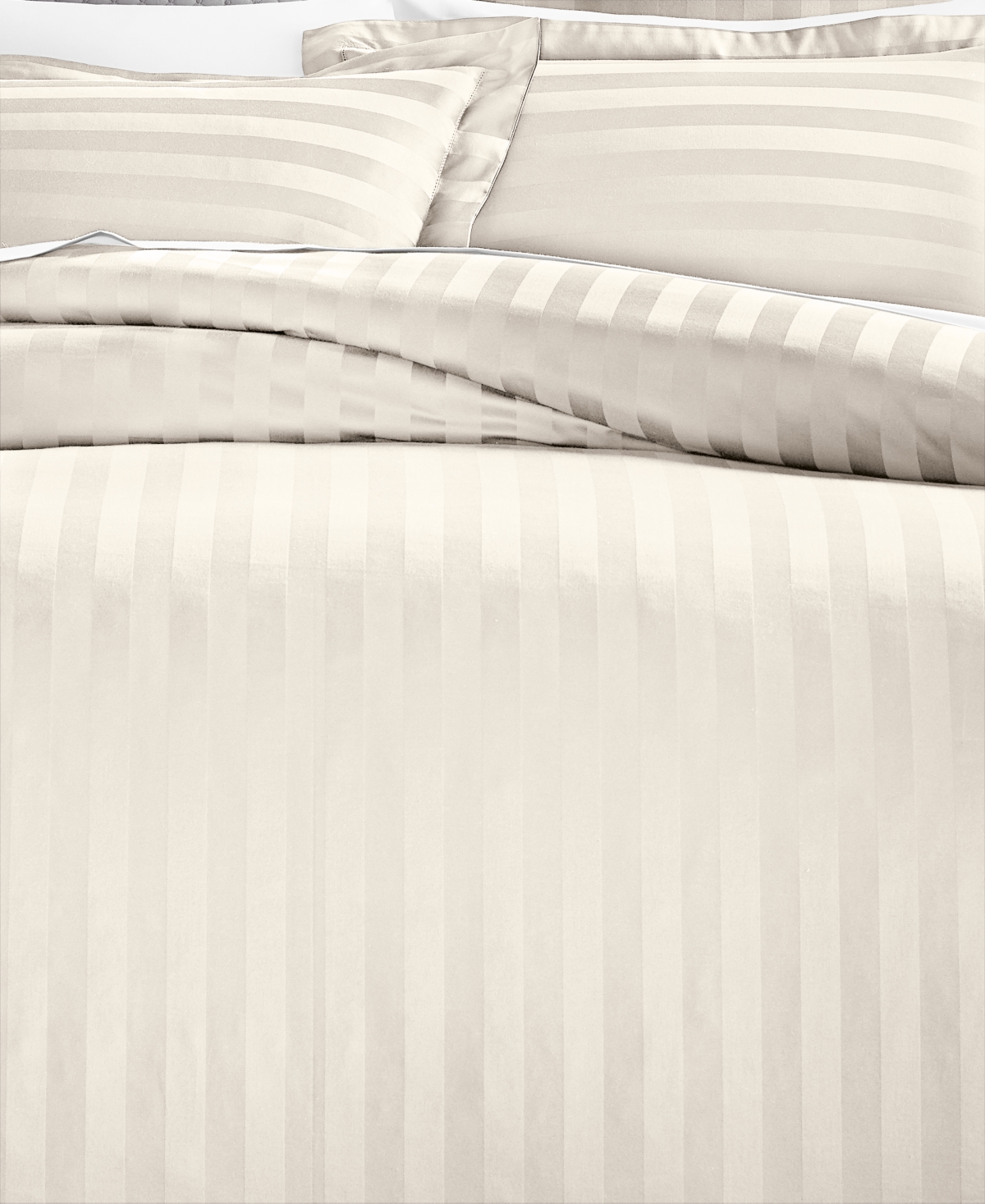 Charter Club 1.5" Stripe 550 Thread Count 100% Cotton 2-pc. Duvet Cover Set, Twin, Exclusively At Macy's In Ivory