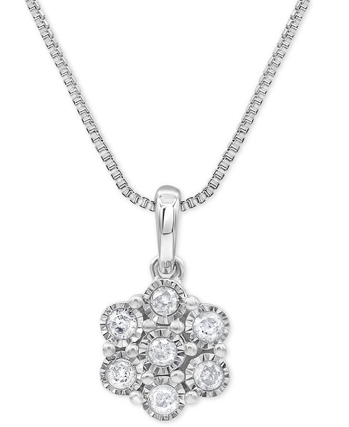 Macy's 2-Pc. Set Diamond Cluster Pendant Necklace & Matching Stud ...