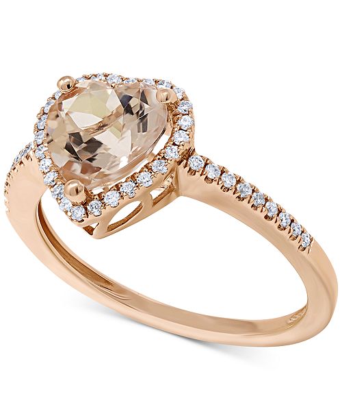 Macy S Morganite 1 1 2 Ct T W Diamond 1 8 Ct T W In 14k