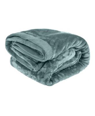 Elle Decor - Silky Soft Plush Blanket with Corduroy Trim