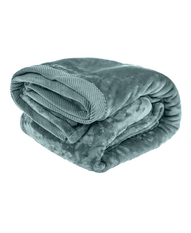 Elle Decor Silky Soft Plush Blanket with Corduroy Trim King & Reviews