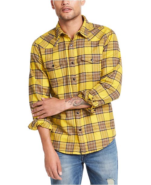 Guess Men S Canopy Plaid Western Shirt Reviews Casual