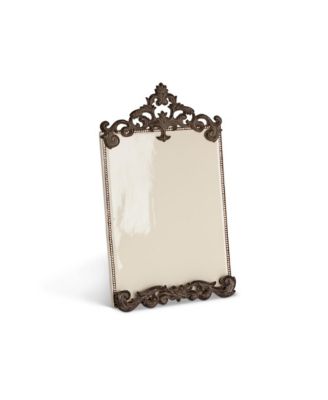Cream Ceramic Message Board with Brown Metal, Acanthus Leaf Styled, Standing Frame