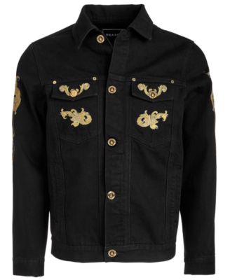 Reason - Men's Gold Leaf Embroidered Denim Jacket