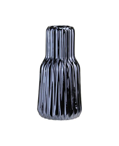 Northlight Tall Ridged Metallic Ceramic Pillar Candle Holder