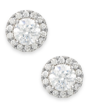image of Diamond Round Halo Stud Earrings in 14k White Gold (1/3 ct. t.w.)