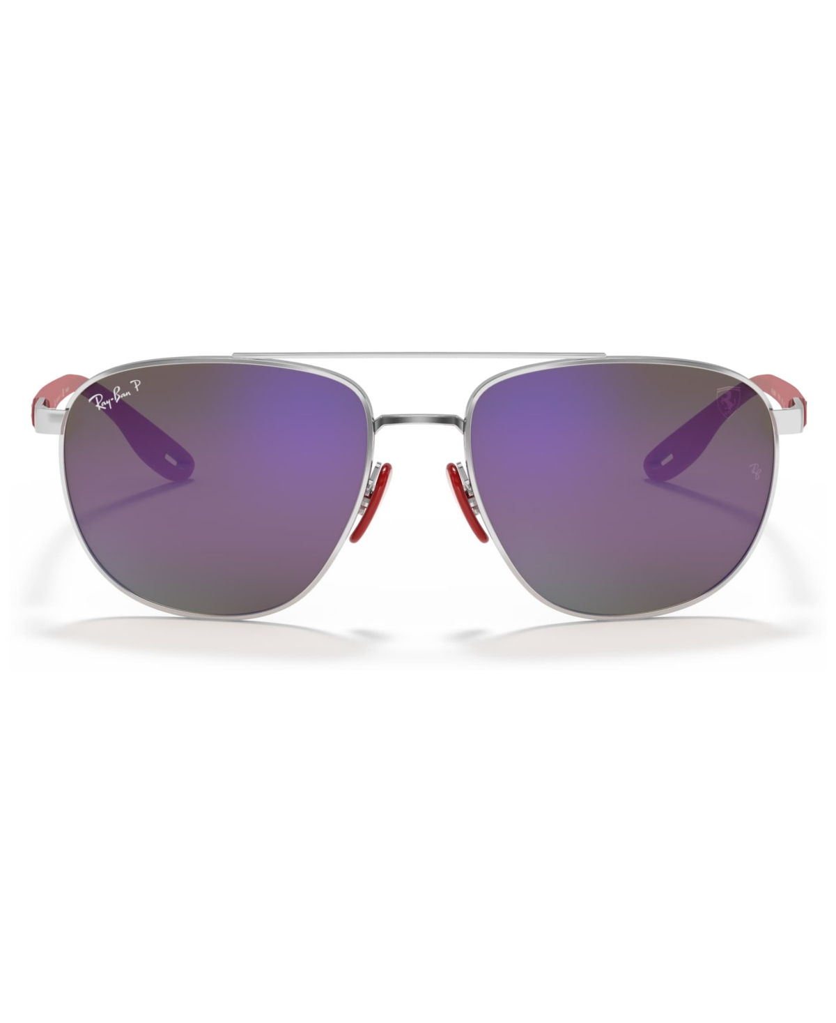 Ray Ban Men's Polarized Sunglasses, Rb3659m Scuderia Ferrari Collection 57 In Silver,grey Mir Blue Polar