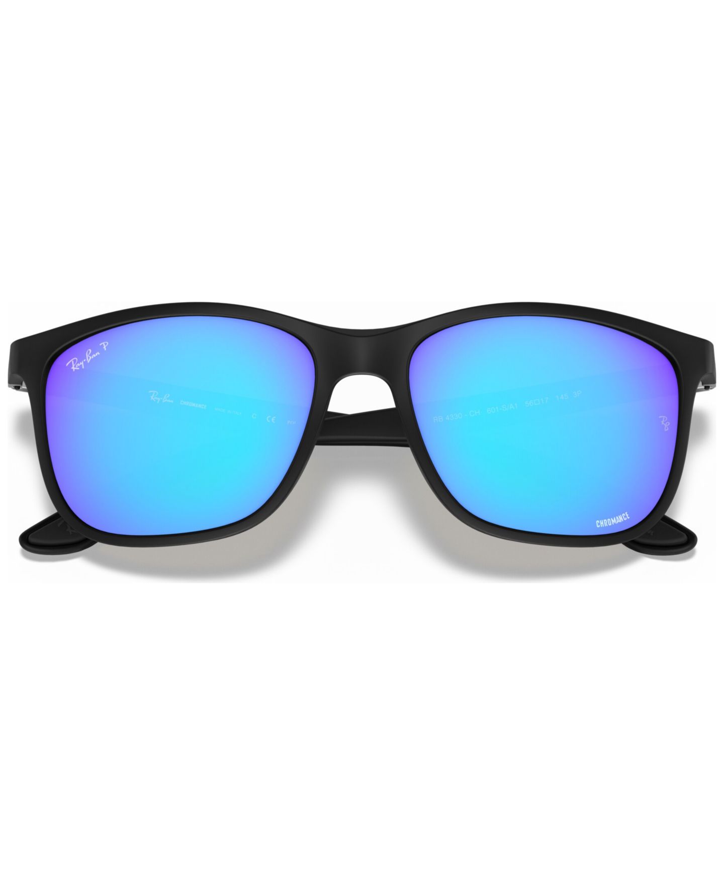 Женские солнцезащитные очки Ray-Ban Chromance Polarized Sunglasses, RB4330CH 56, цвет: Песочный чёрный / Зелёный синий — фото 2