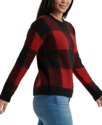 Lucky Brand Size Medium Buffalo Check Cardigan in Blue
