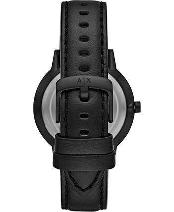 A|X Armani Exchange Men's Black Leather Strap Watch 42mm - Macy's
