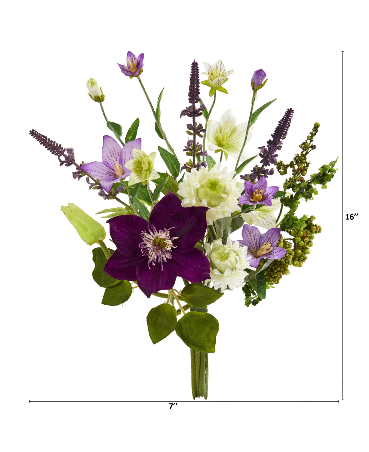 Nearly Natural 16" Mixed Artificial Flower Bouquet, Set of 4