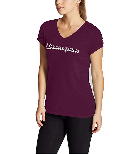 Champion Women S Logo V Neck T Shirt Reviews Women Macy S