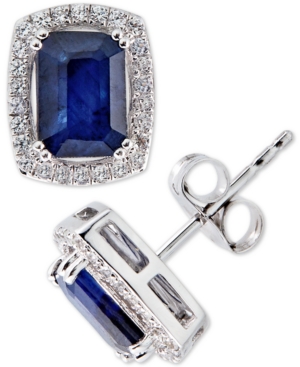 image of Certified Ruby (2 ct. t.w.) & White Sapphire (1/4 ct. t.w.) Halo Stud Earrings in 14k Rose Gold (Also in Sapphire & Emerald)