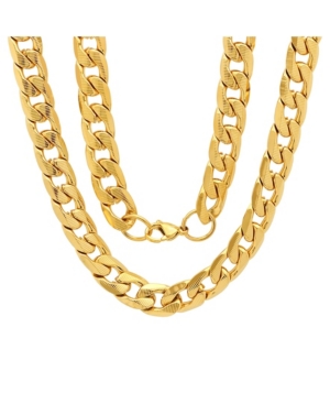 Steeltime Men's 18k Gold Plated Stainless Steel Accented 10mm Figaro Chain Link 24" Necklaces In Gold