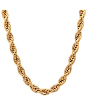 Shop Steeltime Men's 18k Gold Plated Stainless Steel Rope Chain 24" Necklace