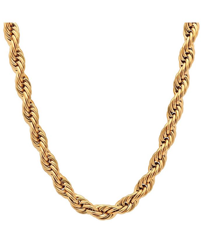 STEELTIME - Men's 18k Gold Plated Stainless Steel Rope Chain 24" Necklace from