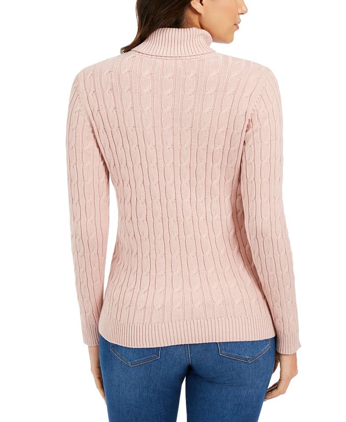 Charter Club Petite Cable-Knit Turtleneck Sweater, Created for Macy's ...