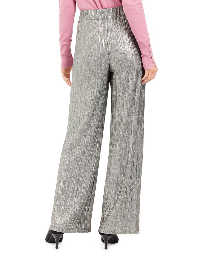 JM Collection Metallic Crinkle Pants, Created for Macy's - Macy's