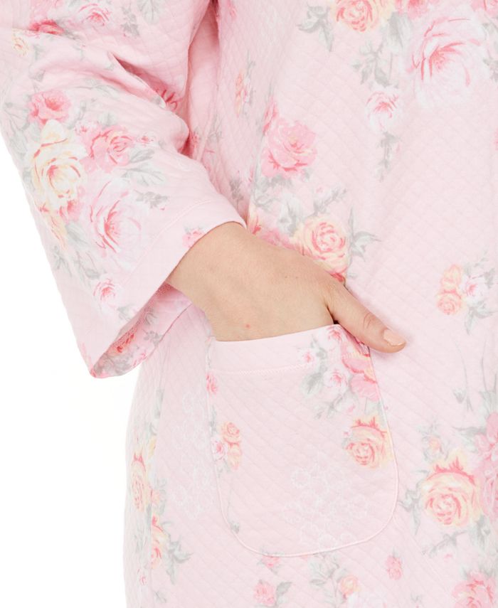 Miss Elaine Plus Size FloralPrint Quilted Snap Robe Macy's