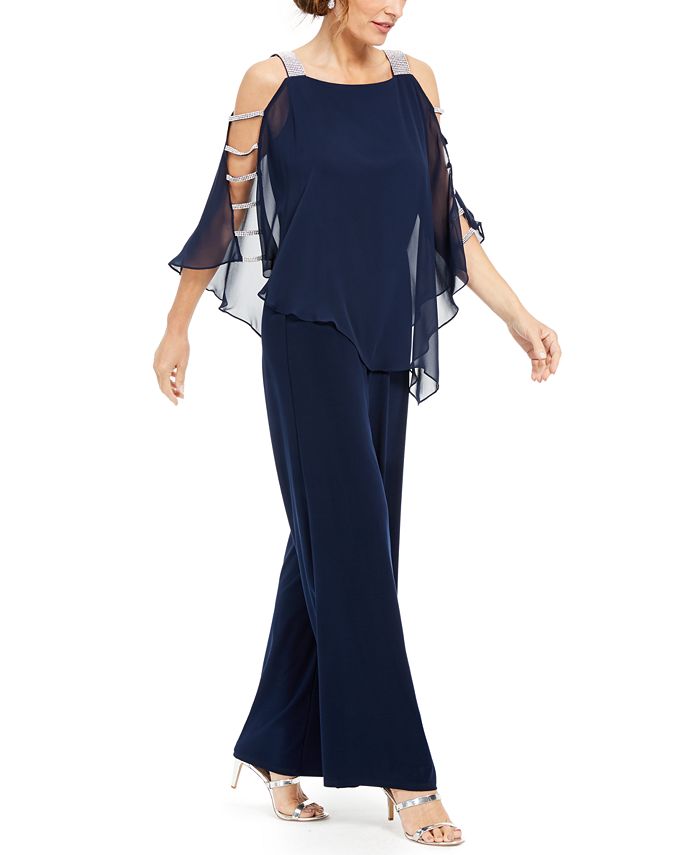 Msk Embellished Chiffon Overlay Jumpsuit And Reviews Pants And Capris Women Macys 0466