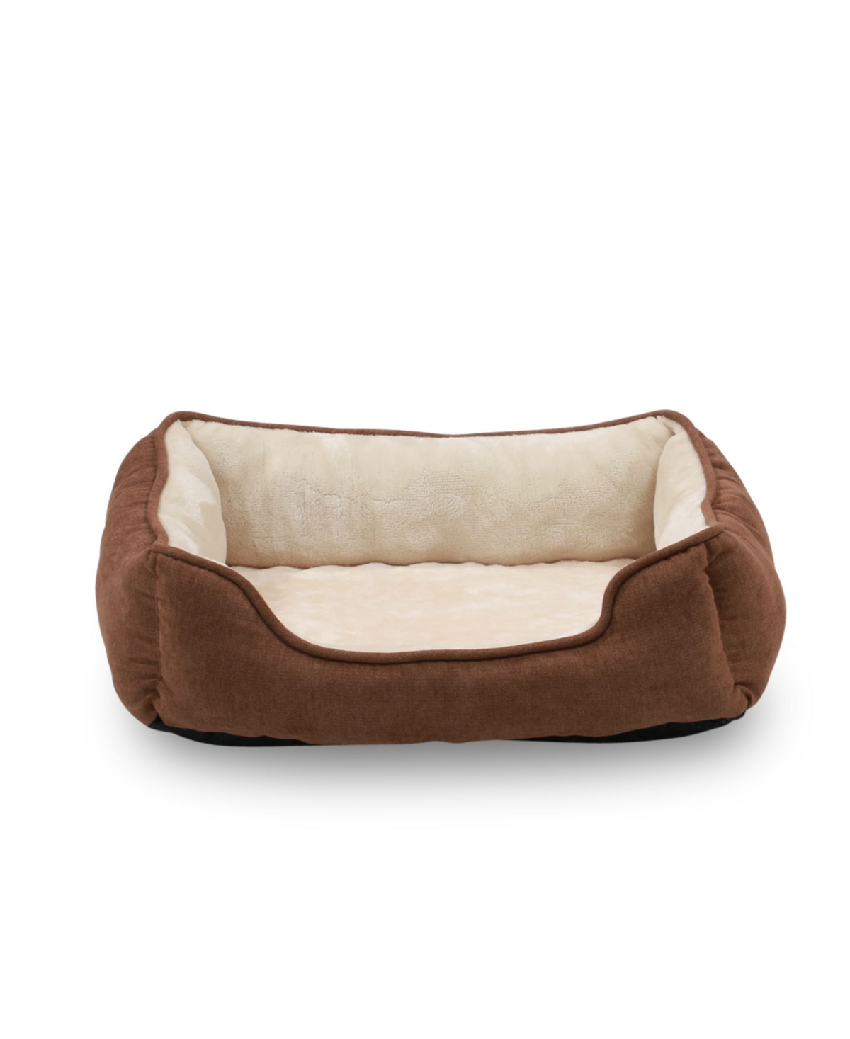Happycare Textiles Orthopedic Rectangle Bolster Pet Bed, Super Soft Plush - Brown