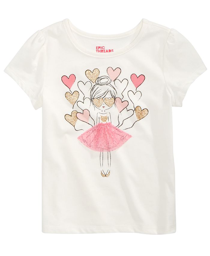 Epic Threads Toddler Girls Glitter Heart Balloon T-Shirt, Created For ...