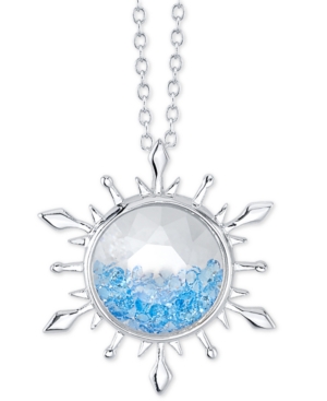 image of Disney Frozen 2 Blue Crystal Snowflake Pendant Necklace in Silver-Plate, 16