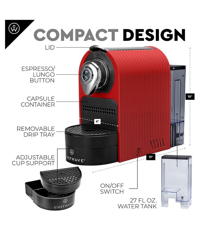 ChefWave Kava Mini Espresso Machine for Nespresso Compatible Capsule Macy's