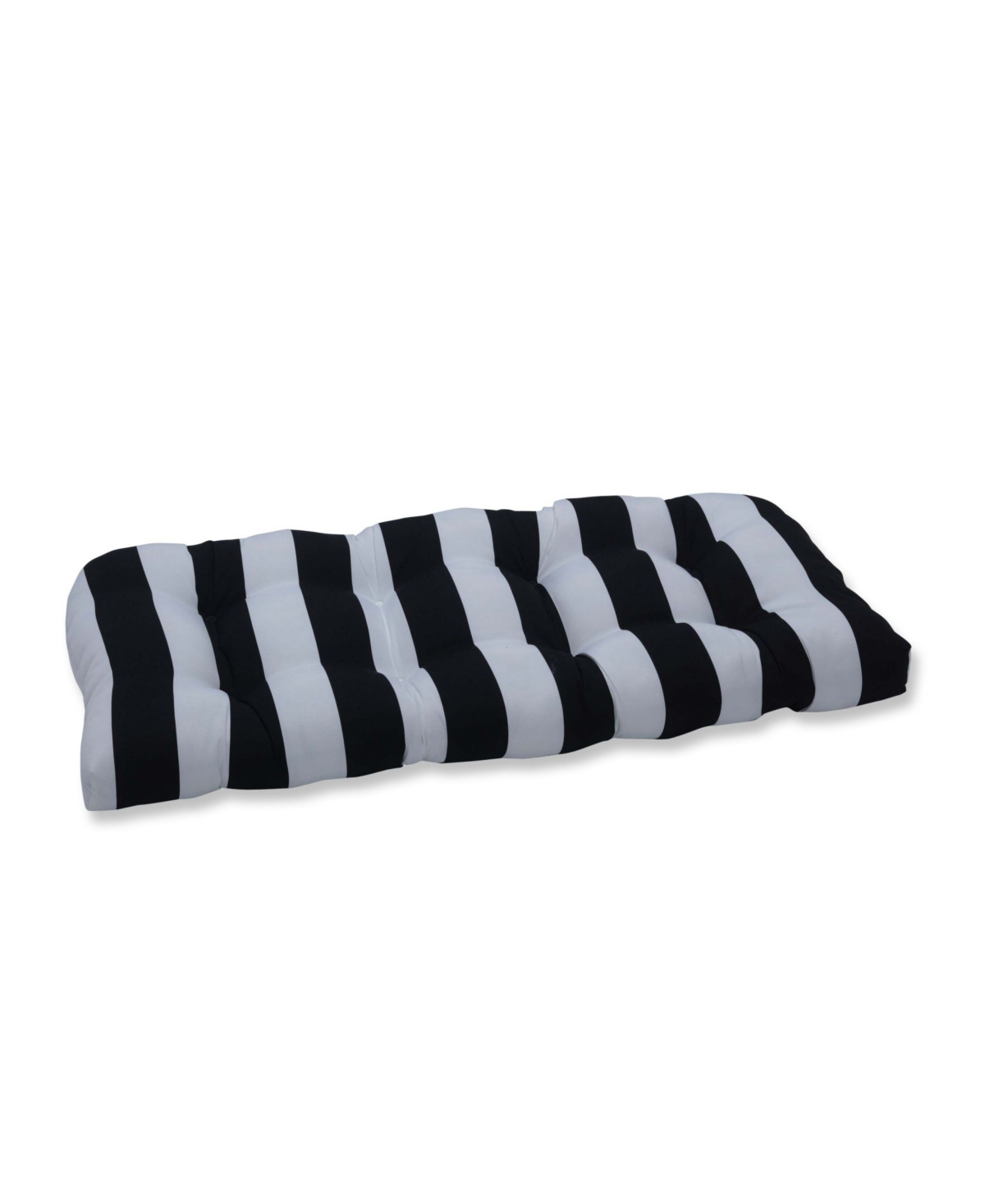 Cabana Stripe Wicker Loveseat Cushion - Black