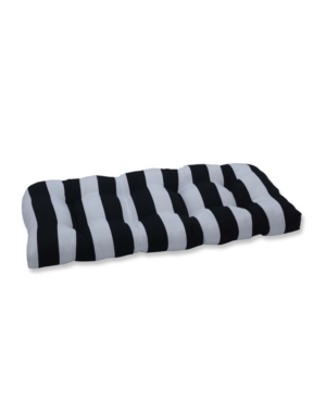Pillow Perfect Cabana Stripe Wicker Loveseat Cushion In Black