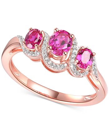 Macy's - Ruby (3/4 ct. t.w.) & Diamond (1/10 ct. t.w) Statement Ring in 14k Rose Gold Over Sterling Silver