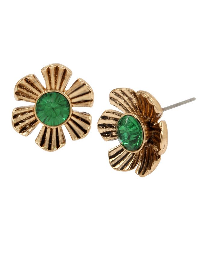Betsey Johnson Emerald Flower Stud Earrings & Reviews - Earrings ...