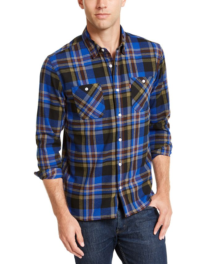 Levi's Men's Dual Pocket Plaid Flannel Shirt - Macy's