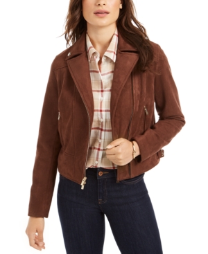 image of Tommy Hilfiger Faux-Suede Moto Jacket, Created for Macy-s