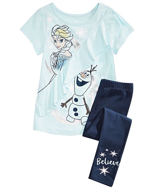 Disney Toddler Girls 2 Pc Frozen Elsa Olaf T Shirt Leggings Set