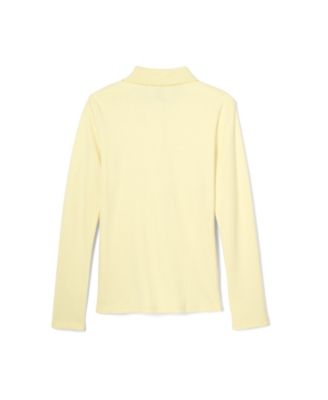 Little Girls Uniform Long Sleeve Interlock Knit Polo with Picot Collar