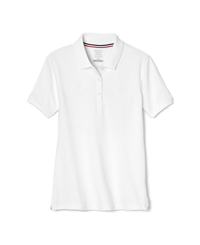 French Toast Plus Size Girls Short Sleeve Stretch Pique Polo Shirt