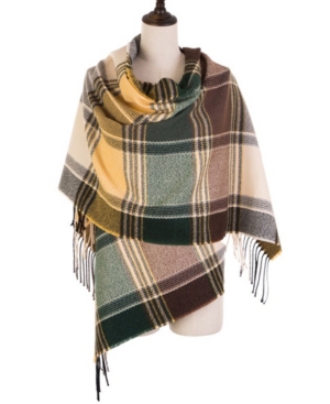 Glitzhome Plaid Scarf with Tassels
