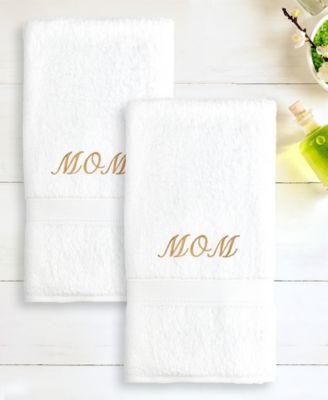 Linum Home - 100% Turkish Cotton "Mom" 2-Pc. Hand Towel Set