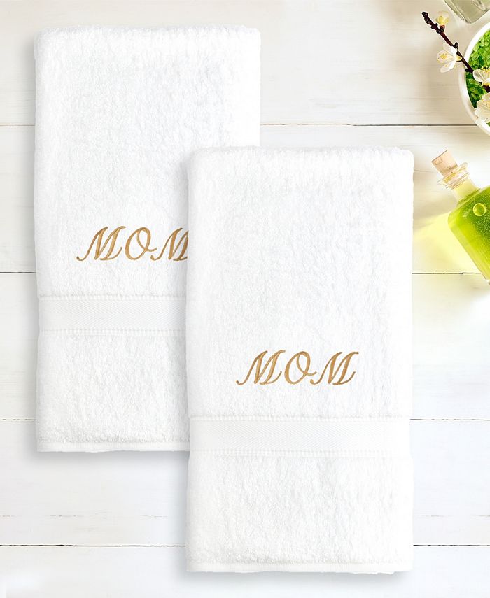 Linum Home - 100% Turkish Cotton "Mom" 2-Pc. Hand Towel Set