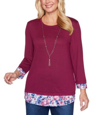Alfred Dunner - Petite Autumn Harvest Layered-Look Top